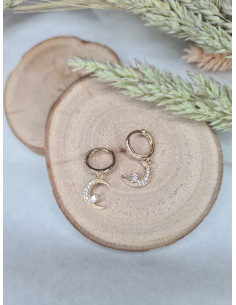 Boucles d'Oreilles Créoles Plaqué Or Femme avec Lune