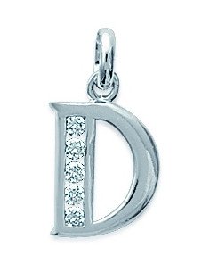 Pendentif Argent/Initiale/Majuscule+Strass+D