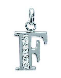 Pendentif Argent/Initiale/Majuscule+Strass+F