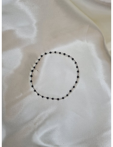 Bracelet Femme Perles Argent et Pierres Onyx