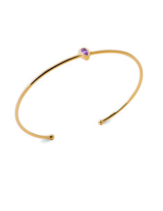 Jonc Ouvert Plaqué Or Femme Pierre Rose