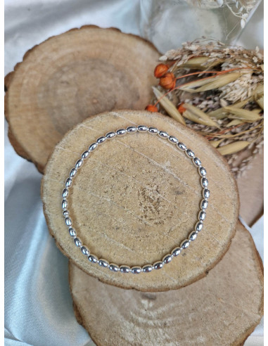 Bracelet Femme Perles et Grain de Riz Argent 925