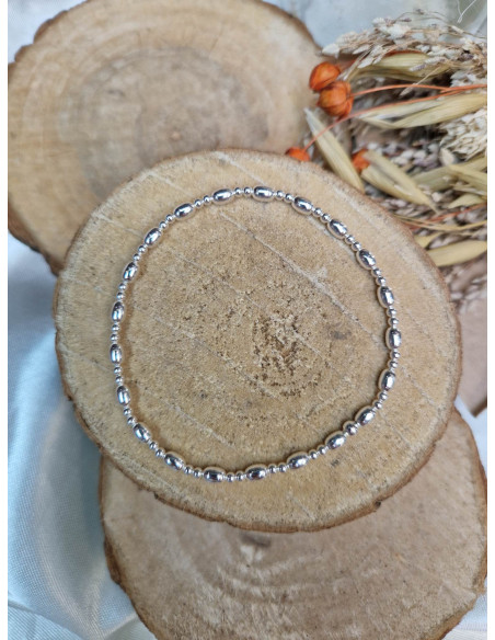 Bracelet Femme Perles Grain de Riz Argent 925