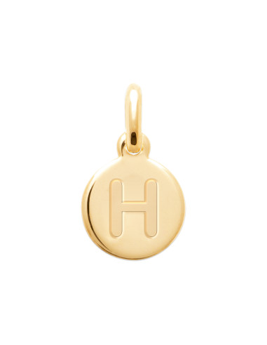 Pendentif Initiale en Médaille Ronde Plaqué Or - H
