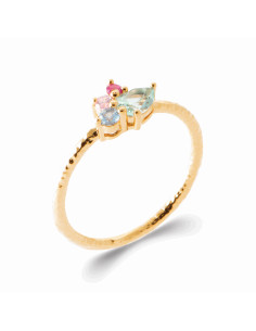 Bague Femme Plaqué Or et Pierres Multicolores - Luisa