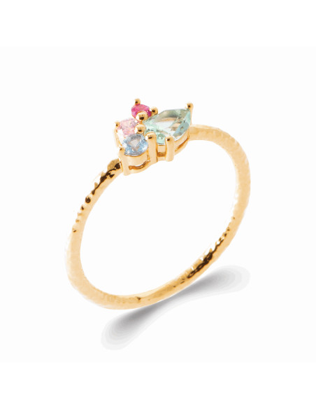 Bague Femme Plaqué Or et Pierres Multicolores - Luisa
