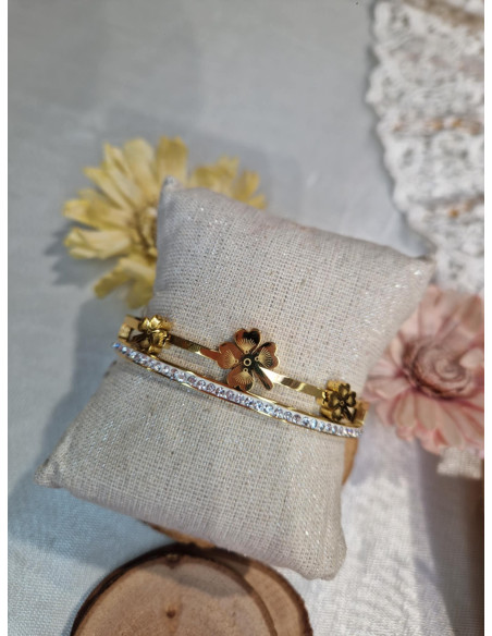 Bracelet Jonc Multi Rangs en Acier Tendance - Illona