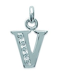 Pendentif Argent Initiale Lettre Majuscule V